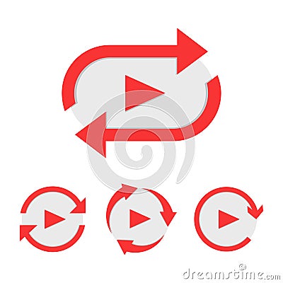 Set of video play button like simple replay icon Vector Illustration