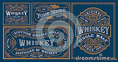 A set of vintage alcohol label templates Vector Illustration