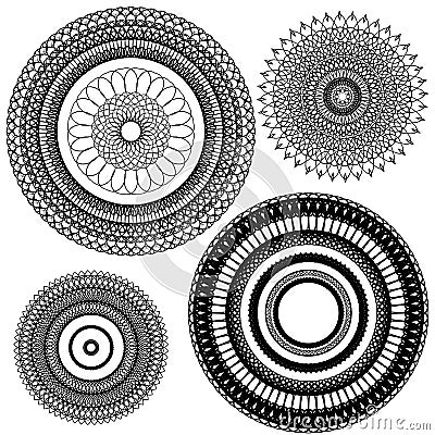 Set of Vintage backgrounds, Guilloche ornamental circle Vector Illustration