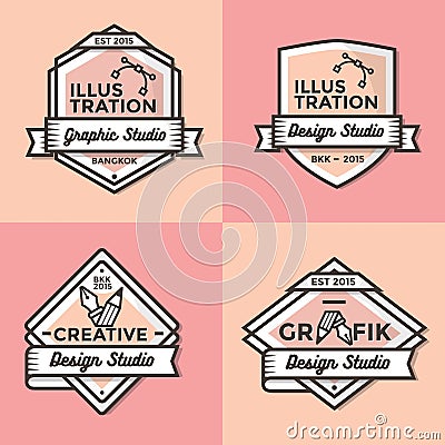 Set of vintage badges, banners, label, ribbon and logos template vector for business and shop Vector Illustration