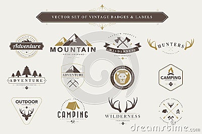 Set of vintage badges and labels. Vector Illustration