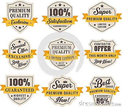 Set of vintage badges and labels Vector Illustration