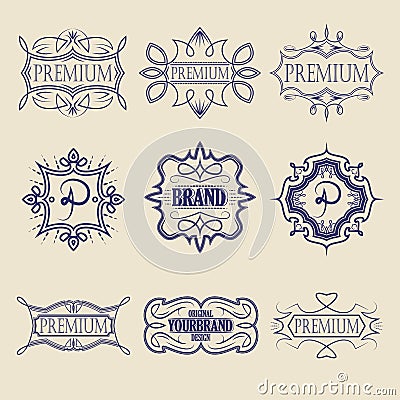 Set of vintage badges. Logo templates. Vector Illustration