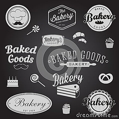 Set of vintage bakery badges and labels Vector Illustration
