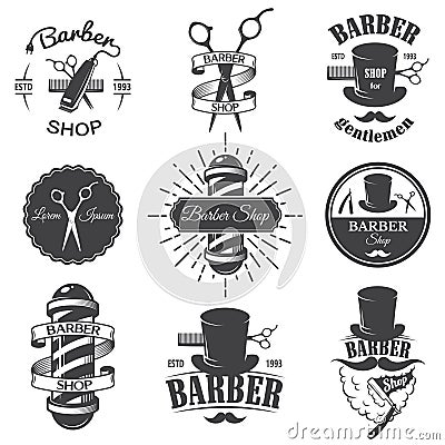 Set of vintage barber shop emblems Vector Illustration