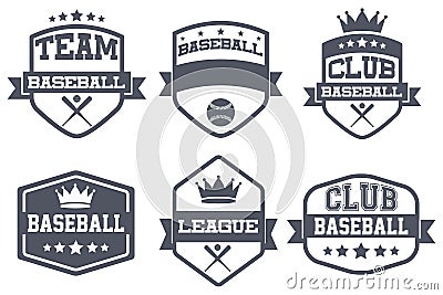 Set of Vintage Baseball Club Badge and Label Vector Illustration
