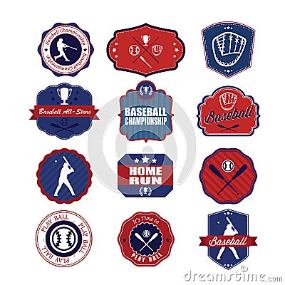 Set of vintage baseball labels and badges. Illustration eps10 Vector Illustration