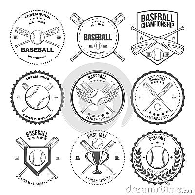 Set of vintage baseball labels and badges Vector Illustration