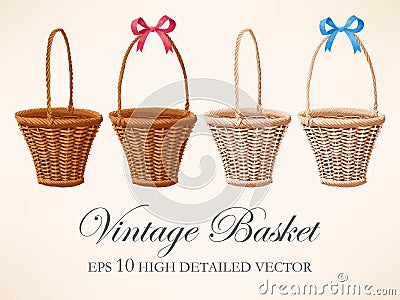 Set of vintage baskets Vector Illustration