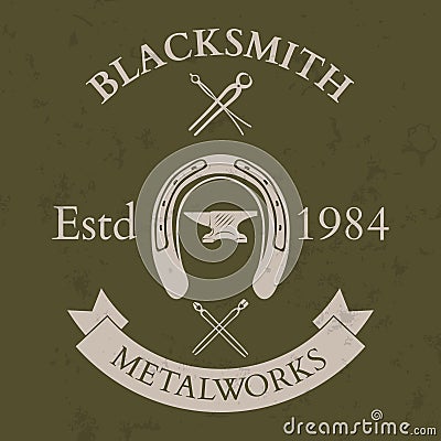 Set of vintage blacksmith labels and design elements vector Vector Illustration