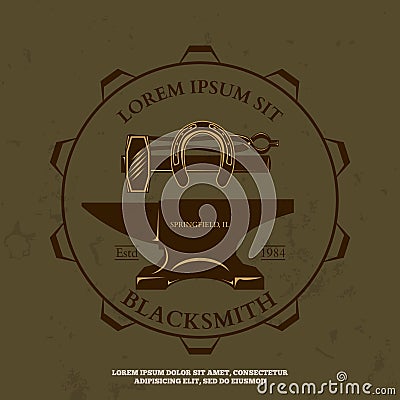 Set of vintage blacksmith labels and design elements vector Vector Illustration