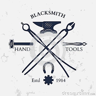 Set of vintage blacksmith labels and design elements vector Vector Illustration