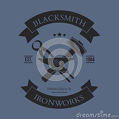 Set of vintage blacksmith labels and design elements vector Vector Illustration