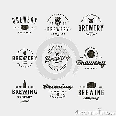 Set of vintage brewery logos. vector illustration Vector Illustration