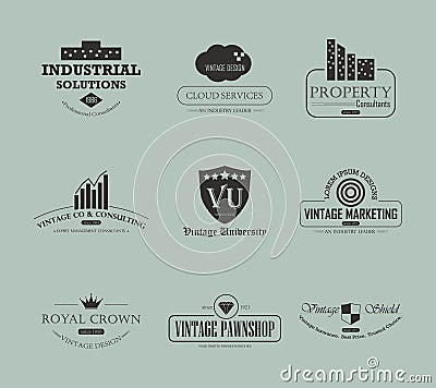 Set of vintage business and industry logo design element Vector Illustration