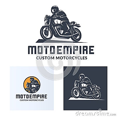 Set of vintage cafe racer motorcycle logo. Vector Illustration