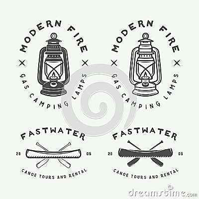 Set of vintage camping outdoor and adventure logos, badges Vector Illustration