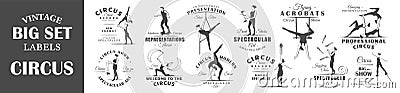 Set of vintage circus labels Vector Illustration