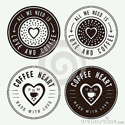 Set of vintage coffee logos, labels and emblems Vector Illustration