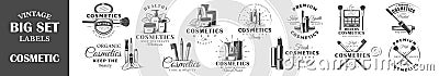 Set of vintage cosmetics labels Vector Illustration
