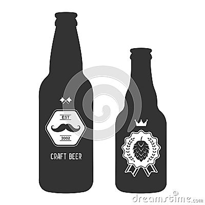 Set of vintage craft beer bottles brewery badges Vector Illustration