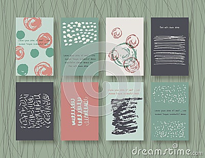 Set of Vintage Creative Cards Vector Illustration