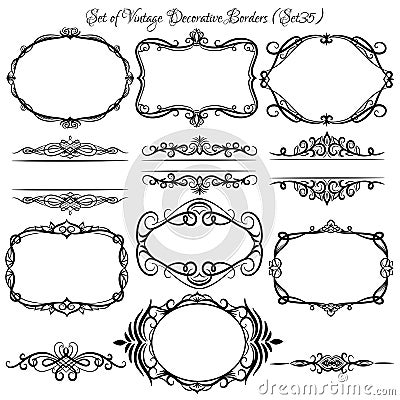 Set Of Vintage Decorative Borders And Frames. Stock Illustration ...