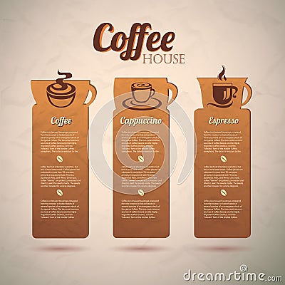 Set of vintage decorative coffee labels Vector Illustration