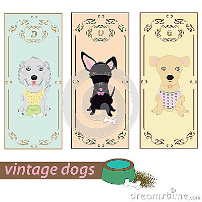 Set of vintage dogs Stock Photo