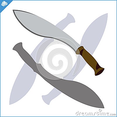 Blade Weapons. Kukri, khukri, machetes and other cold steel. Vector Illustration