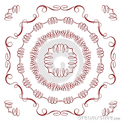 Set of vintage elements and frames. Vector Illustration