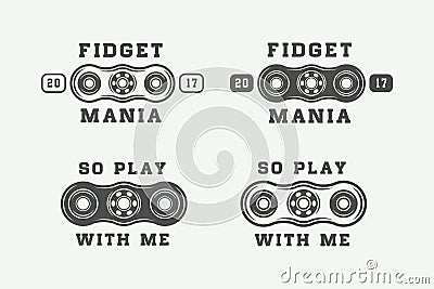 Set of vintage fidget spinners logos, emblems, badges Vector Illustration