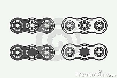 Set of vintage fidget spinners logos, emblems, badges Vector Illustration