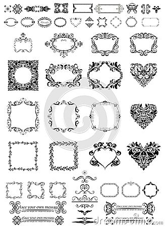 Set of vintage frames, dividers and vignette Vector Illustration