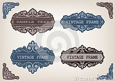 Set of vintage frames Vector Illustration