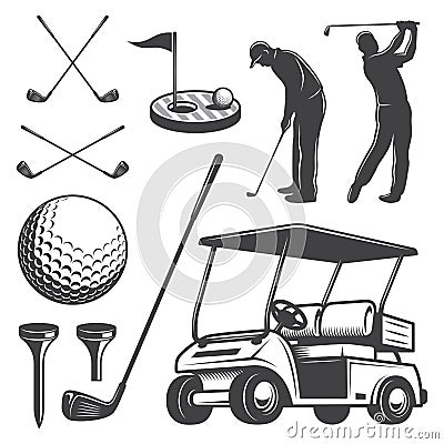 Set of vintage golf elements Vector Illustration