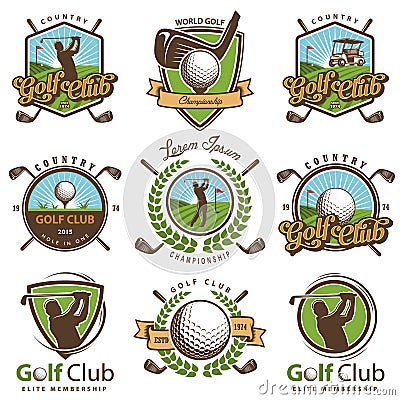 Set of vintage golf emblems Vector Illustration