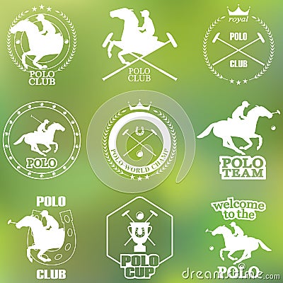 Set of vintage horse polo club labels and badges Vector Illustration
