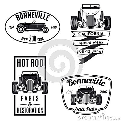 Set of vintage hot rod icons Vector Illustration