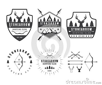 Set of vintage hunting labels, logo, badges and design elements Vector Illustration