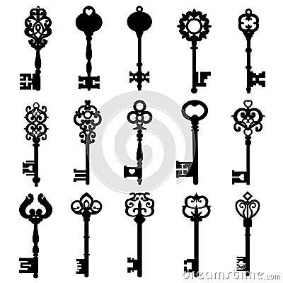 Set of vintage keys. vintage key vector icon. Key symbol illustration. Vector Illustration