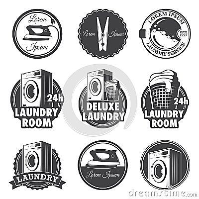 Set of vintage laundry emblems Vector Illustration