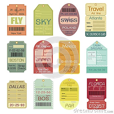 Set of Vintage Luggage Tags Vector Illustration