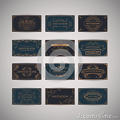 Set Of Vintage Luxury Greeting Restaurant Menu Design Template Vector Illustration