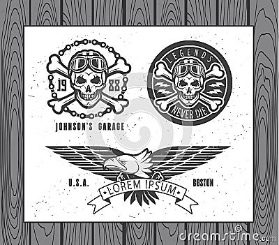 Set of vintage motorcycle labels Vector Illustration