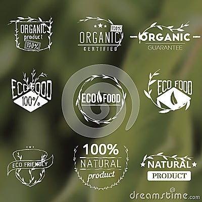 Set of vintage organic labels Stock Photo