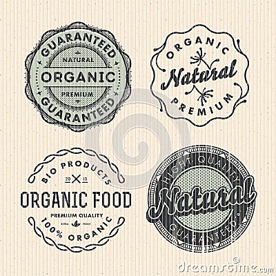 Vector set vintage organic labels Vector Illustration