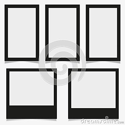 Set of vintage photo frame with adhesive tape. Vector illustration Eps10 with adhesive tapes. Photorealistic vector mockups on a Vector Illustration