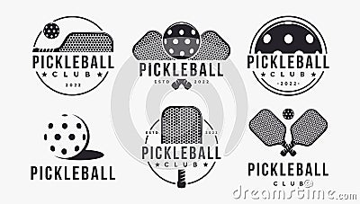 Set of Vintage Pickleball logo badge label vector Vector Illustration