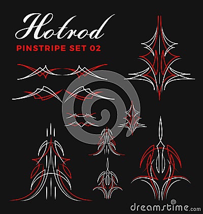 Set of vintage pin striping line art. include un-expand path Vector Illustration